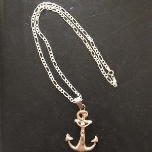 Sterling silver anchor pendant and Figaro chain